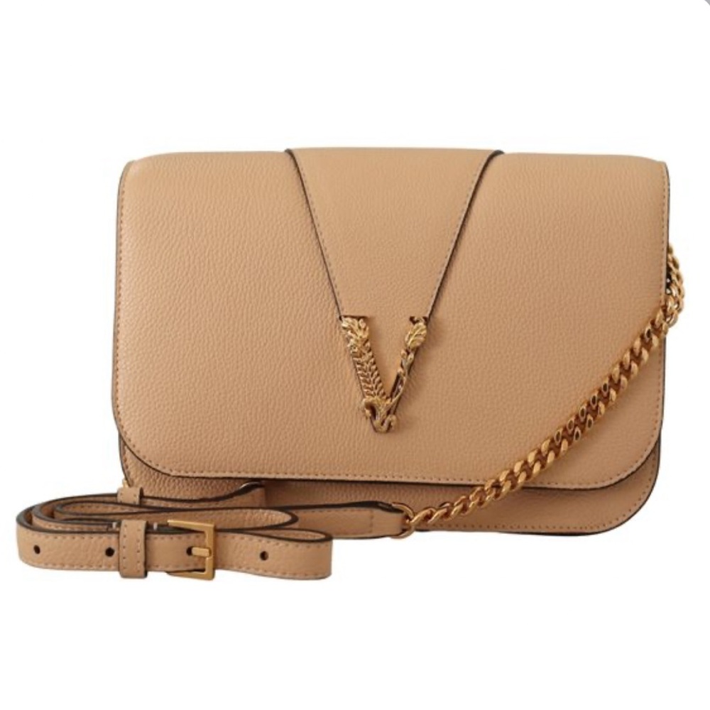 Versace Nude Calf Leather Crossbody Bag - Picture 3 of 13